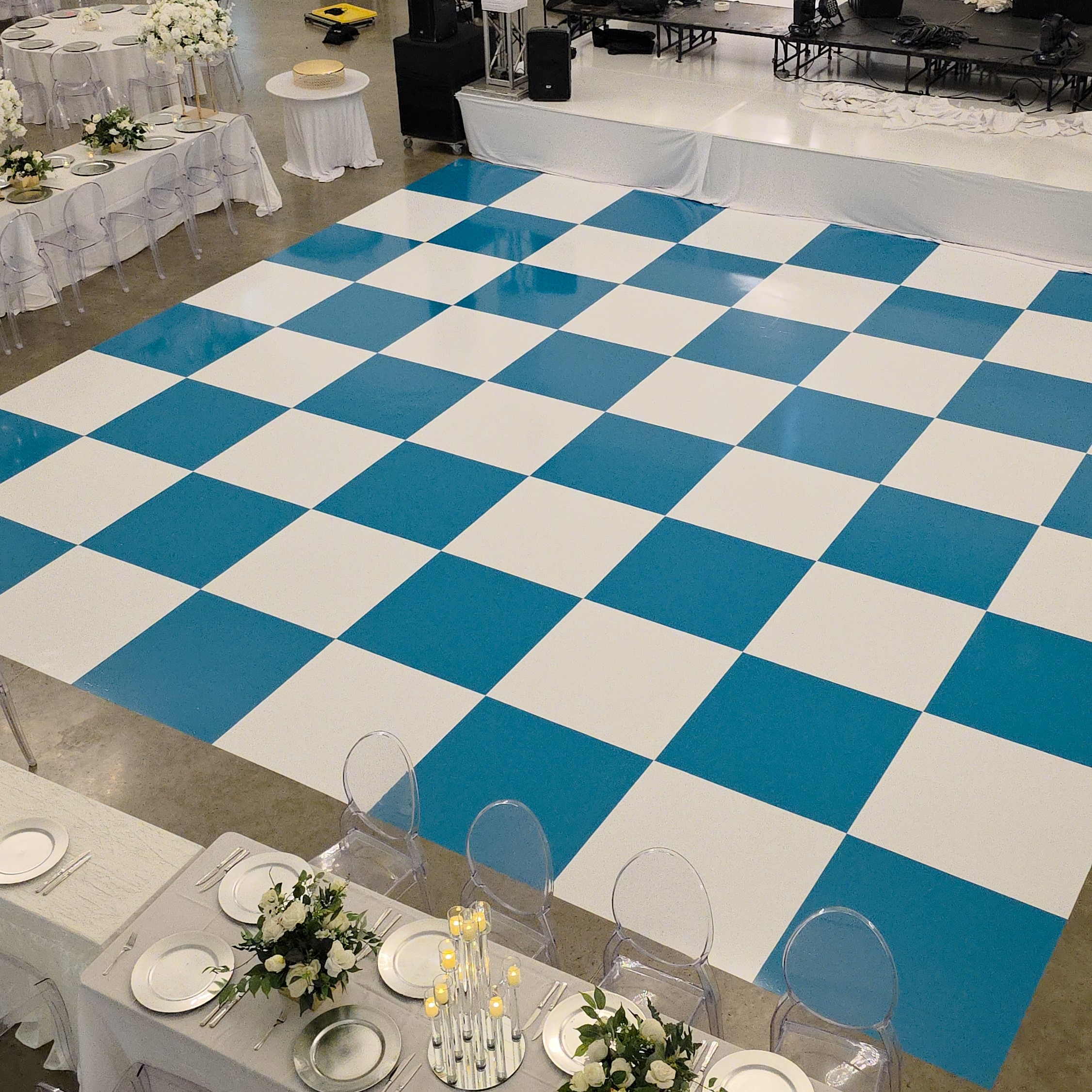 Custom Blue and White Dancefloor Vinyl Wrap
